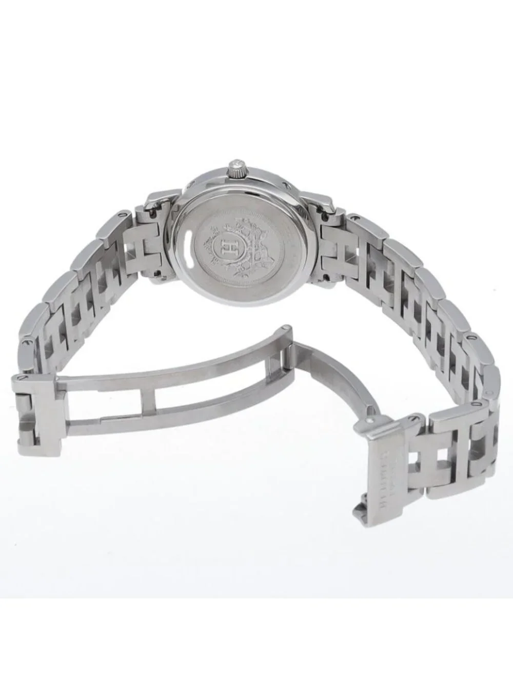 Hermes Clipper Watch SS Gray Polished